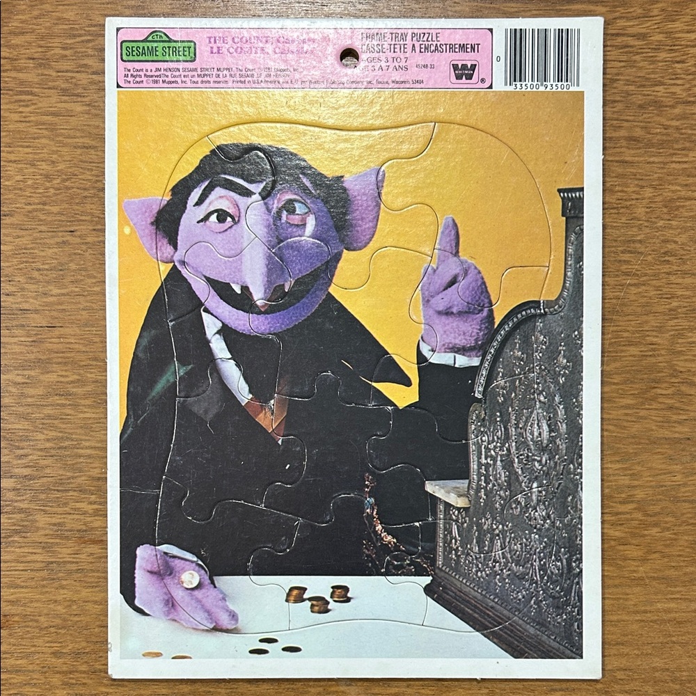 Vintage 1981 Whitman Sesame Street Count Frame-tray Puzzle *rare*